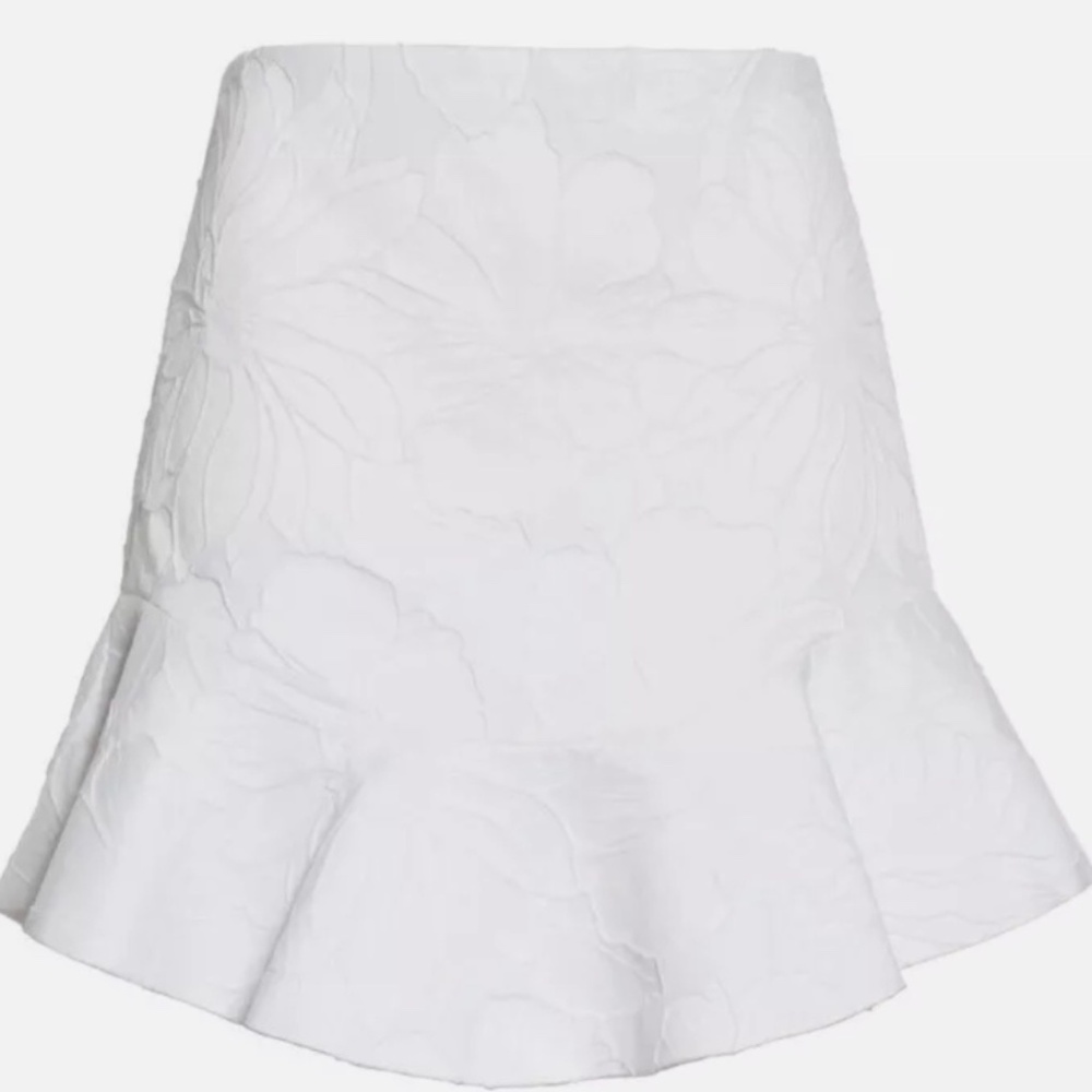 Alice + Olivia Eriko Floral Jacquard Mini Skirt – White